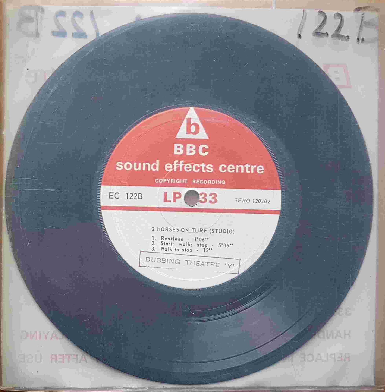 Picture of EC 122B Horse on turf (Studio) / 2 horses on turf (Studio) by artist Not registered from the BBC records and Tapes library